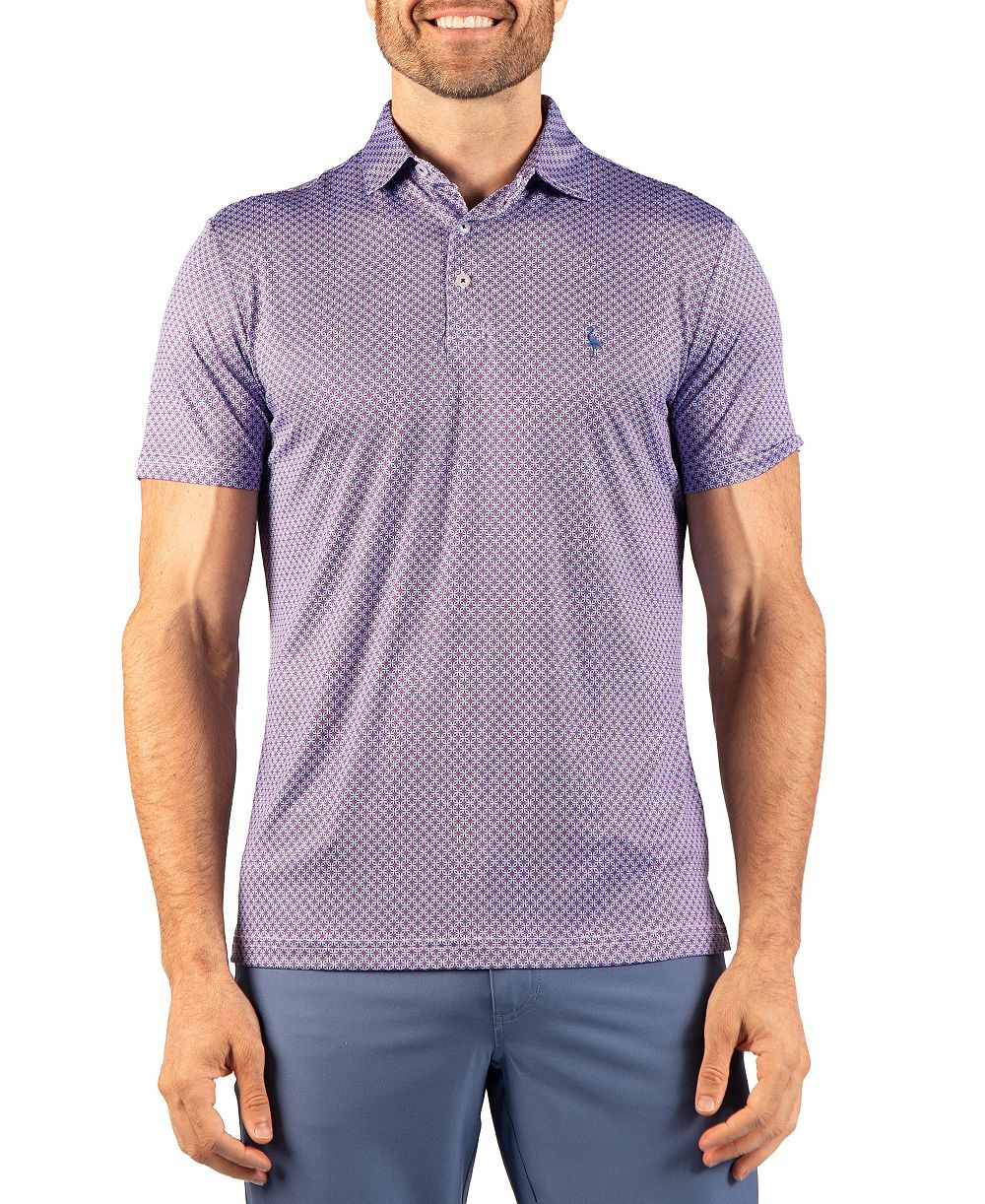 TailorByrd Men's Geo Floral Performance Polo Shirts