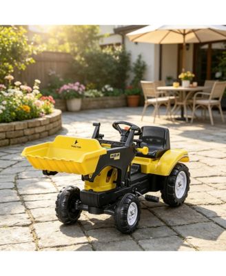 SEVORLEY Pedal-Powered Ride-On Excavator with Working Loader Bucket, Ages 3+