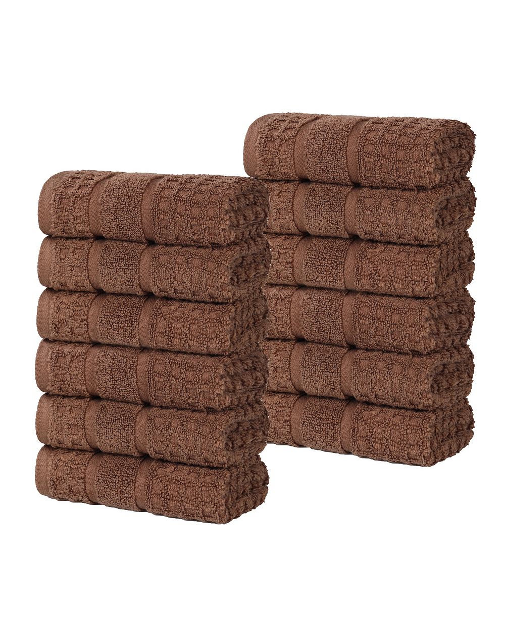 Superior Napa Zero Twist Waffle Honeycomb Plush Soft Absorbent 12-Piece Washcloth Set