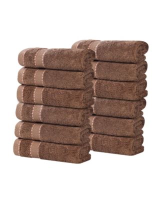 Superior Niles Egypt Produced Giza Dobby Ultra-Plush Thick Soft Absorbent 12-Piece Face Towel Washcloth Set