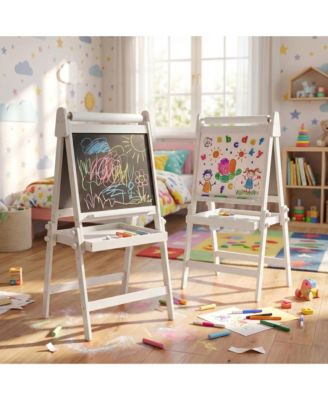 Детский мольберт Kinder King 3-в-1 с магнитной белой доской, меловой доской и рулоном бумаги