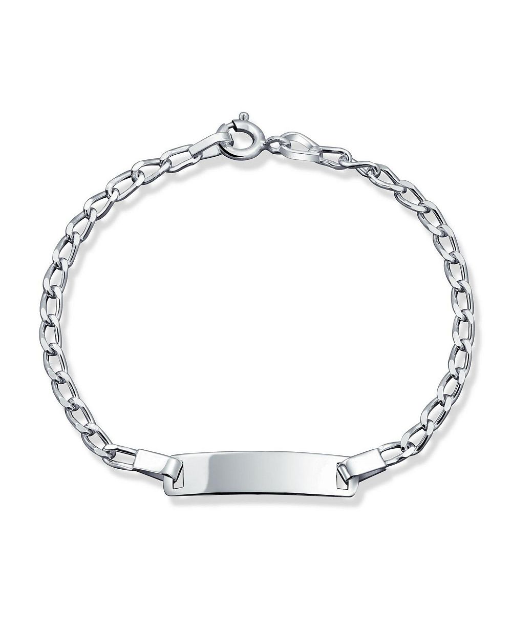 Bling Jewelry Dainty Thin Name Identification ID Bracelet Curb Link .925 Sterling Silver Small Wrist