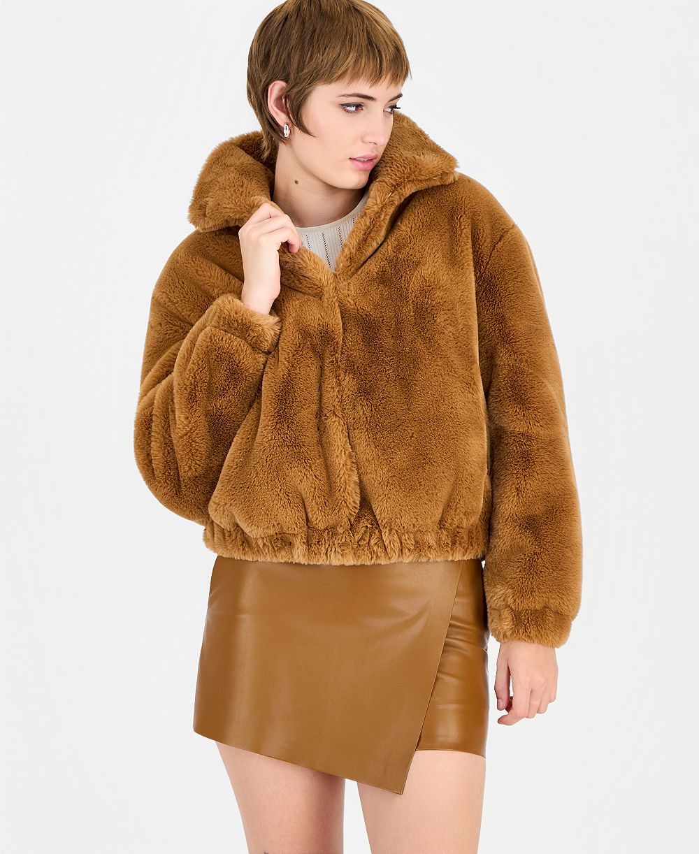 GUESS Women's Xena Faux-Fur Bomber Jacket