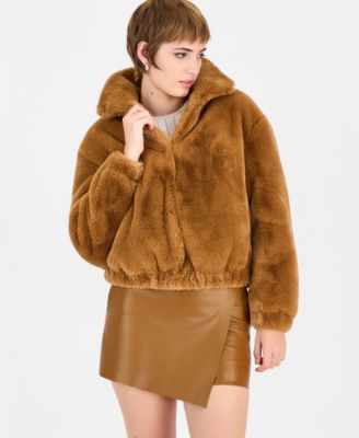 GUESS Women's Xena Faux-Fur Bomber Jacket