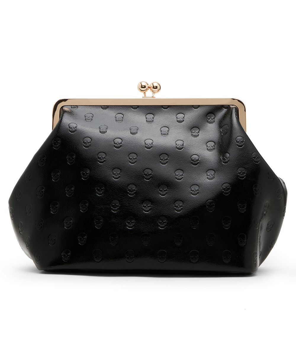Betsey Johnson Skull Deboss Large Clutch Handbag