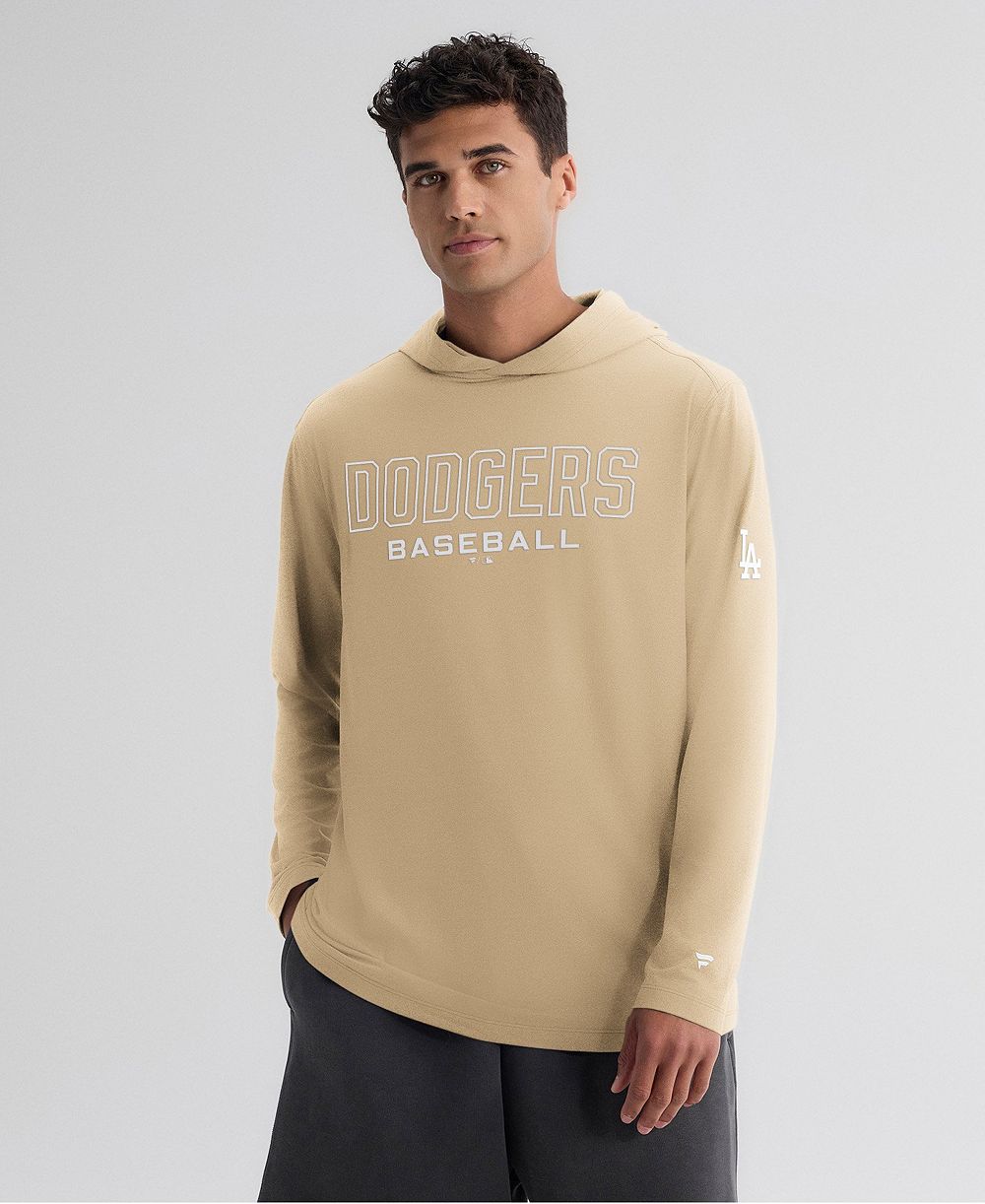 Мужская футболка Fanatics Khaki Los Angeles Dodgers Clutch с длинными рукавами и капюшоном