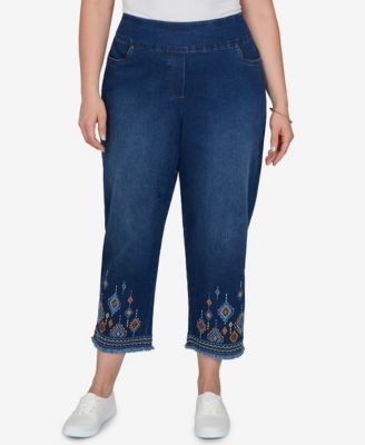 Alfred Dunner Plus Size джинсовые брюки укороченные с высокой посадкой