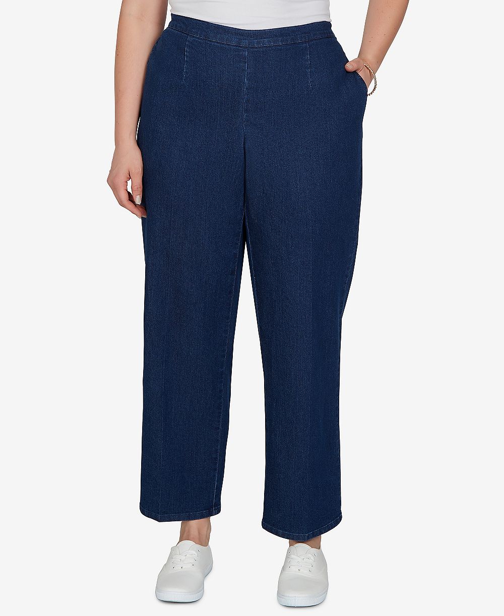 Alfred Dunner Plus Size Pull-On Mid-Rise Denim Pants