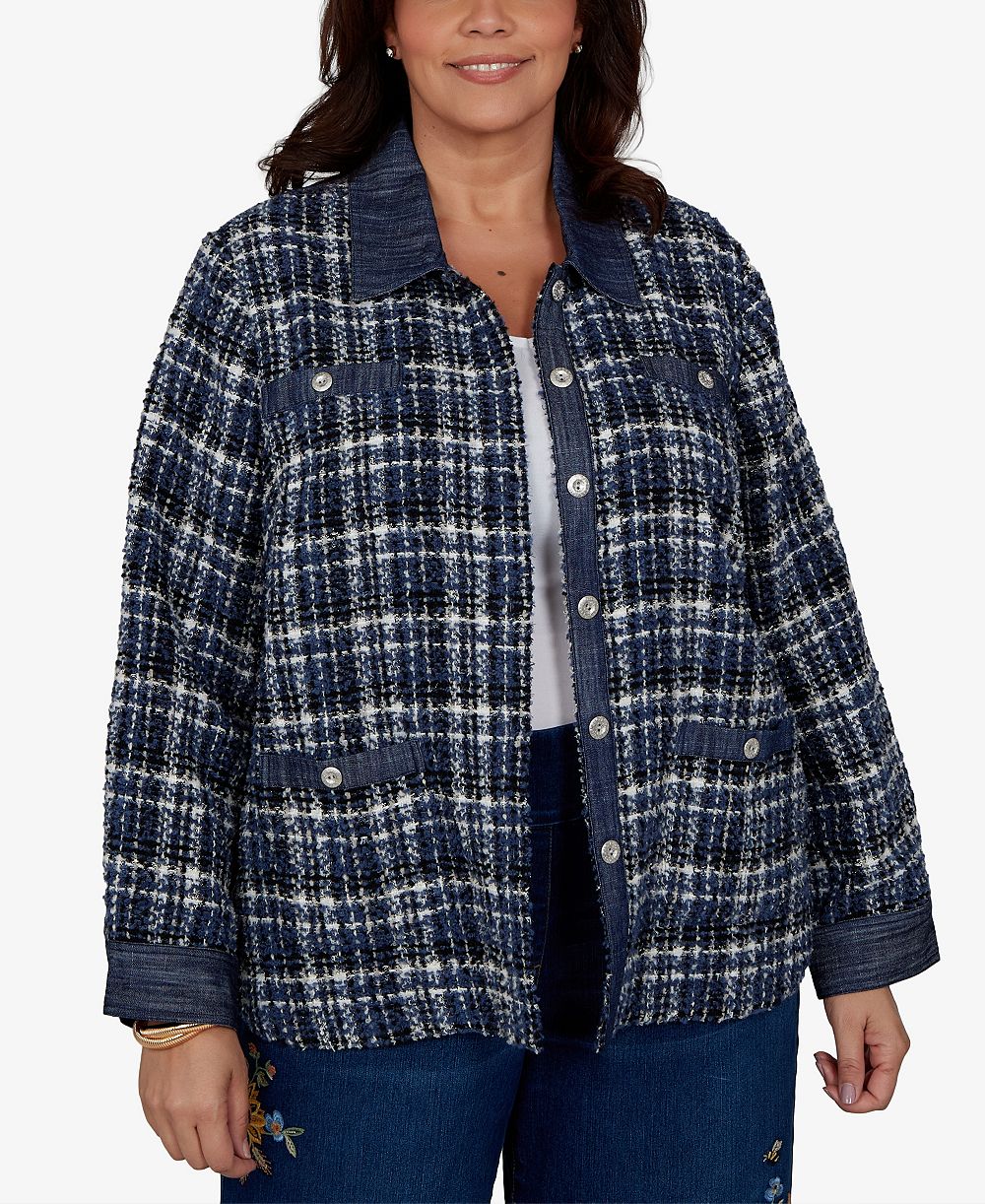 Alfred Dunner Plus Size Tweed Plaid Jacket