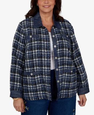 Alfred Dunner Plus Size Tweed Plaid Jacket