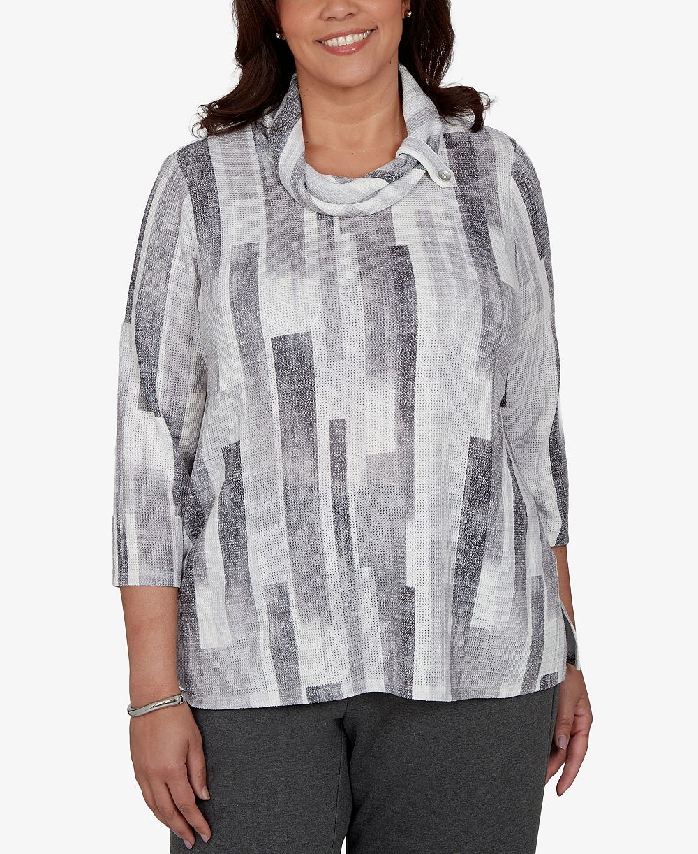 Alfred Dunner Plus Size текстурная трикотажная блузка с воротником драпе