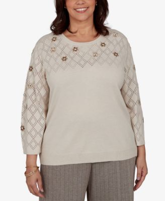 Женский джемпер Alfred Dunner Plus Size 3/4-Sleeve Crewneck Pullover