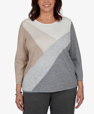 Женский джемпер Alfred Dunner Plus Size 3/4-Sleeve Colorblock Crewneck Pullover