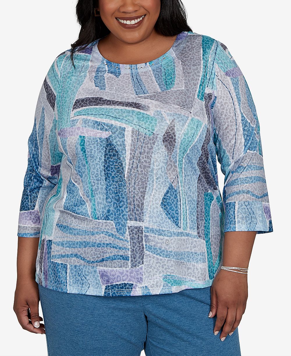 Alfred Dunner Plus Size футболка с разрезом по бокам