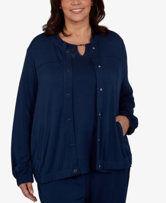 Женский легкий эластичный жакет Alfred Dunner Plus Size с воротником-стойкой
