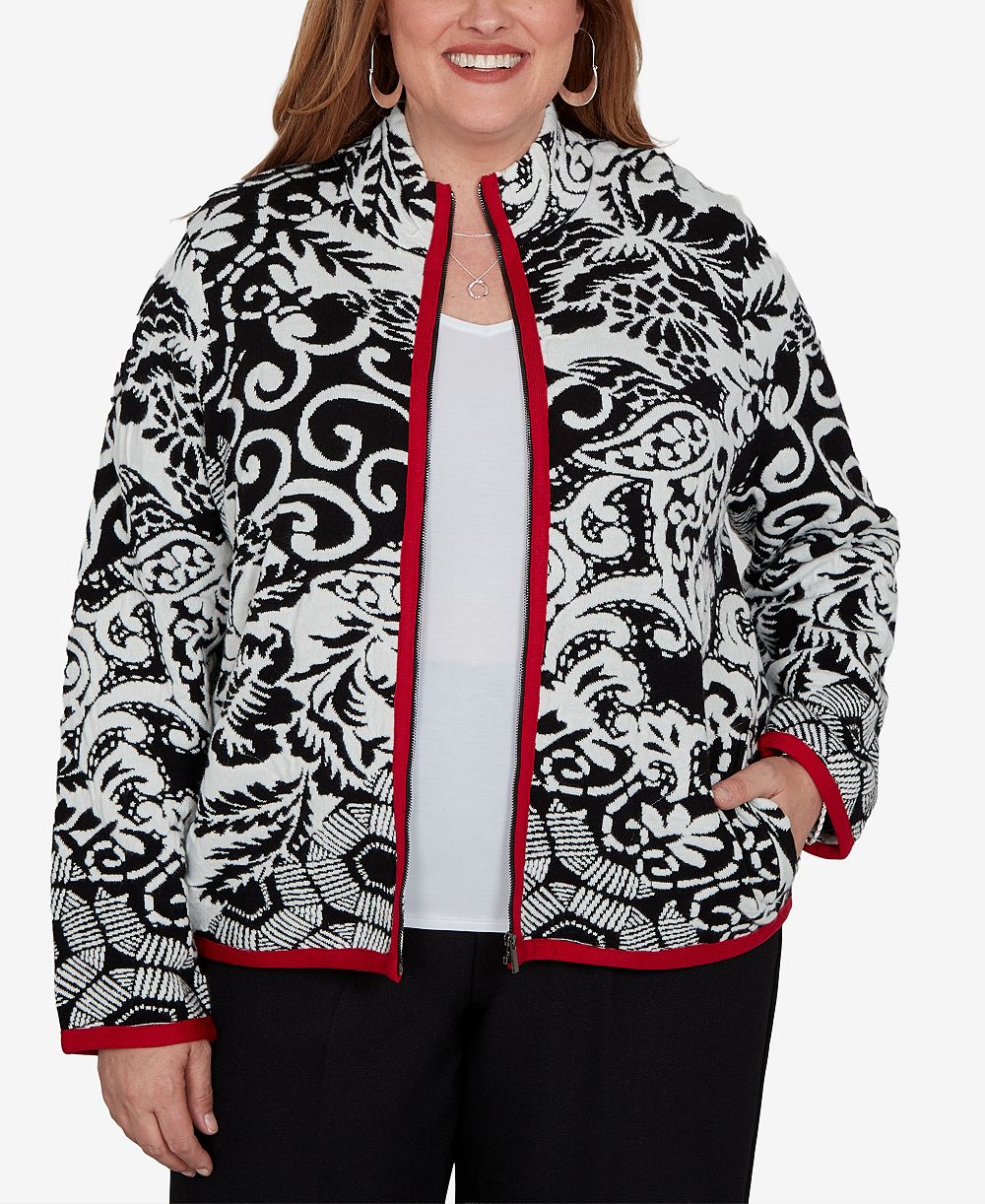 Alfred Dunner Plus Size Stand Collar Zipper-Front Short Jacket