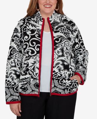 Alfred Dunner Plus Size Stand Collar Zipper-Front Short Jacket