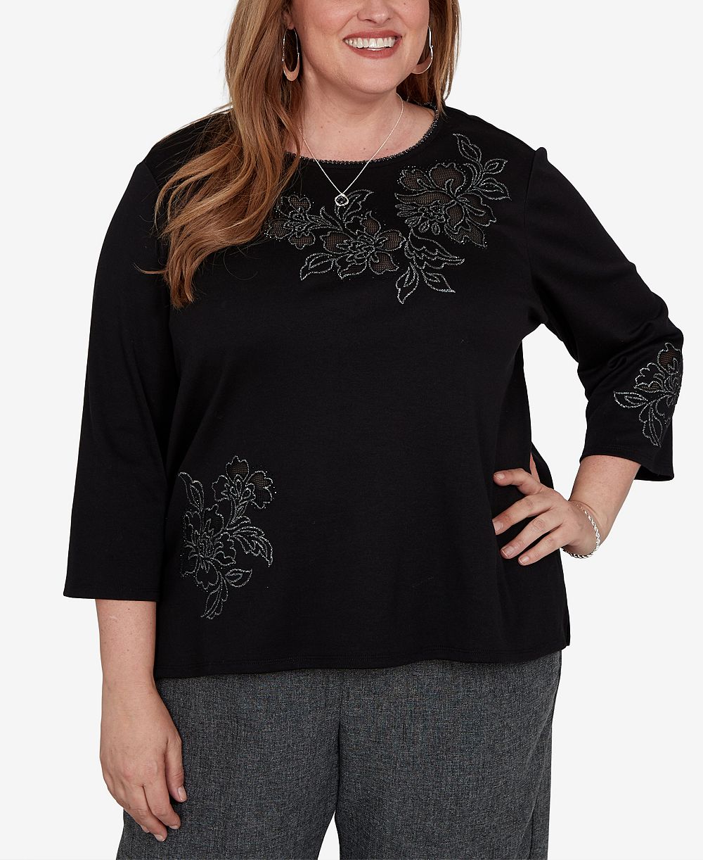 Alfred Dunner Plus Size трикотажный топ с цветочным принтом