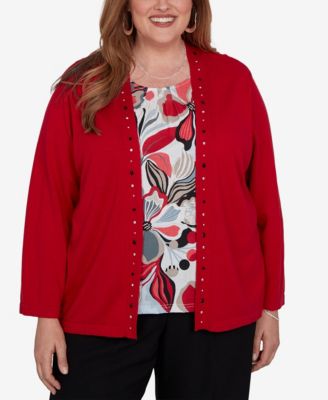 Alfred Dunner Plus Size кардиган с воротником-шалью и рукавом 3/4