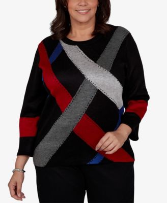 Свитер Alfred Dunner Plus Size с V-образным вырезом и рукавом 3/4