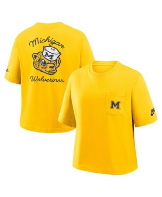 Женская футболка Nike Michigan Wolverines Legacy Pocket Boxy, цвет Maize