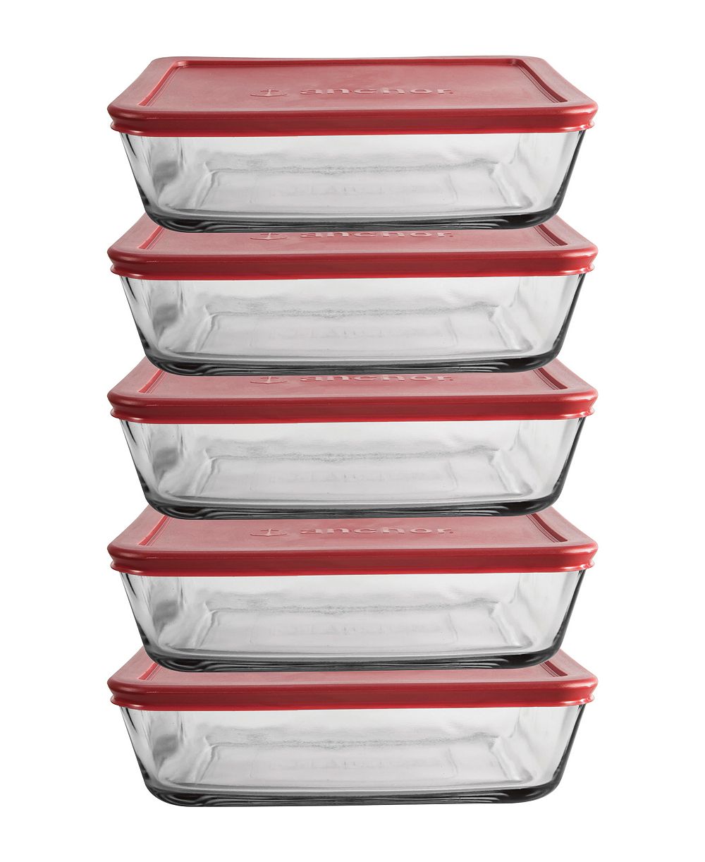 Anchor Hocking Glass 10-Piece Food Storage Container Set with Lids