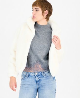 GUESS Women's Long-Sleeve Faux-Fur Xena Bomber Jacket