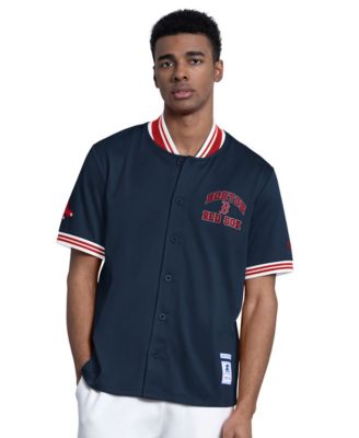 Starter Мужская темно-синяя куртка на пуговицах с короткими рукавами Boston Red Sox