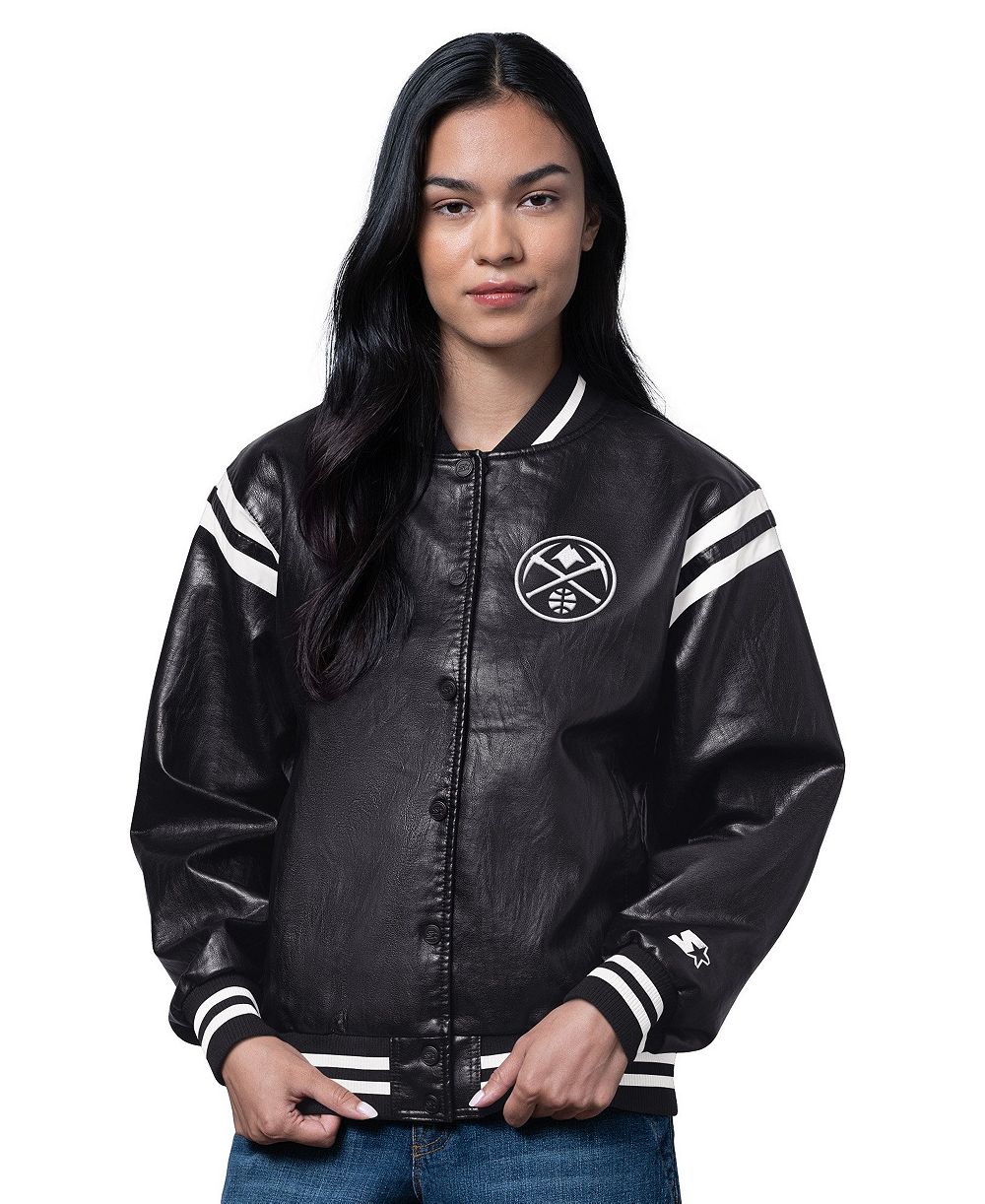 Starter Women's Black Denver Nuggets High Heat Varsity Full-Snap Jacket