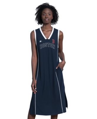 Женское макси-платье Starter Navy Boston Red Sox Line Up Sneaker Sleeveless