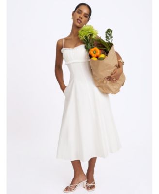 Женское платье Miss Circle Vicenta White Cotton Poplin Ruched Midi