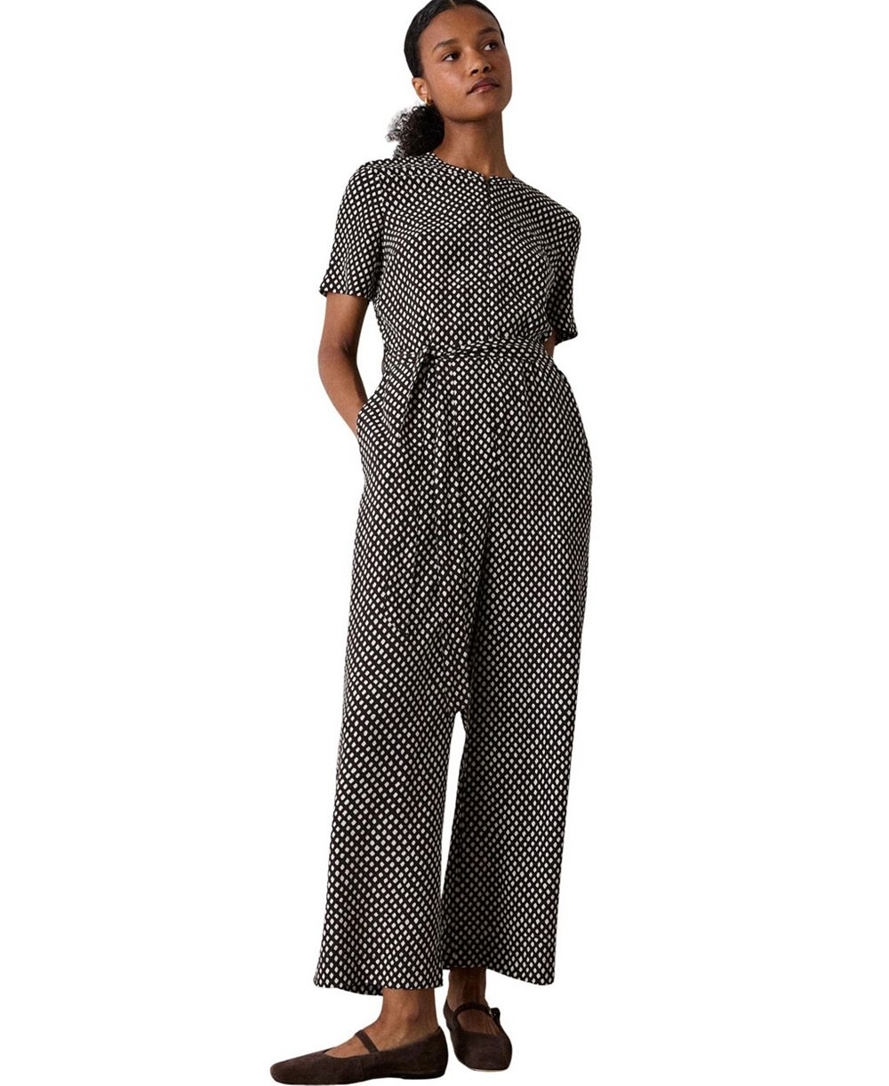 Whistles Women's Short Sleeve Wide Leg Jumpsuit