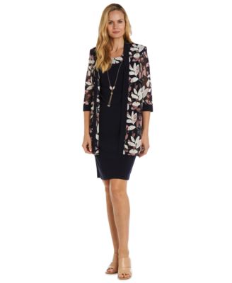 R & M Richards Women's Printed 3/4-Sleeve Dress and Jacket, 2-Piece Set