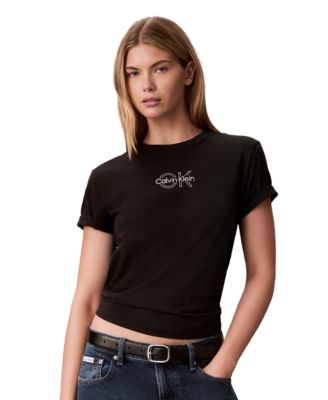 Calvin Klein Performance Women's Shine Metallic Graphic Short-Sleeve T-Shirt