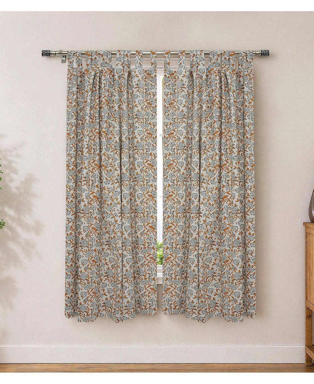 Fabdivine Mrignayani Artisan Block Print Floral Curtains