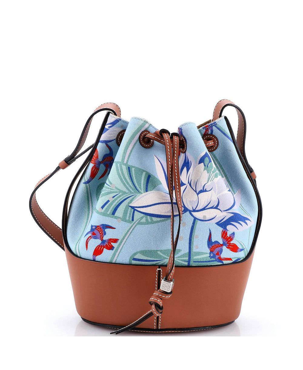 Б/у сумка Loewe Mini Paula's Ibiza Balloon Bucket из канваса и кожи