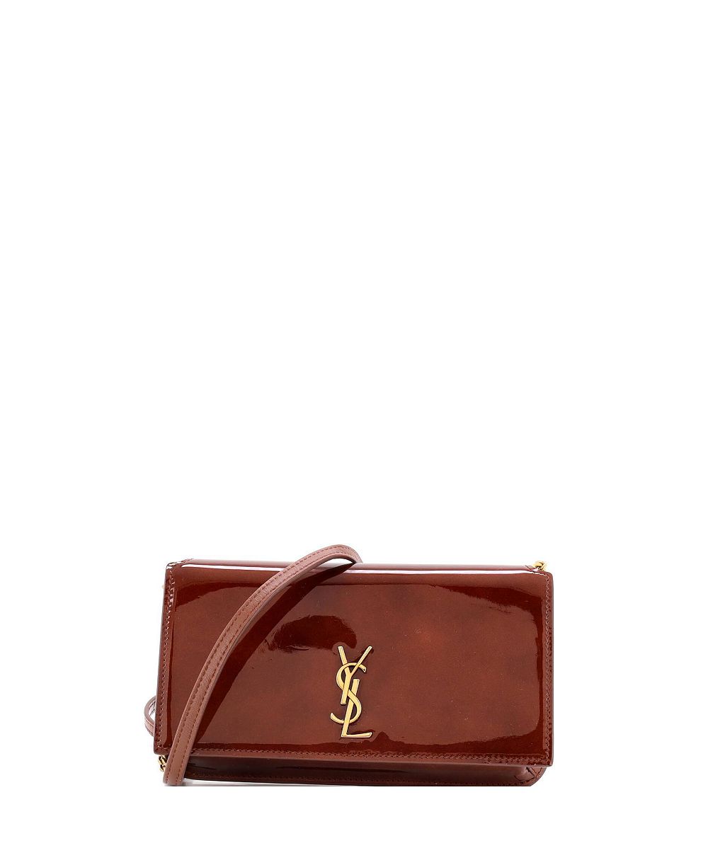Pre-Owned Saint Laurent Classic Monogram Phone Holder Shoulder Bag Patent
