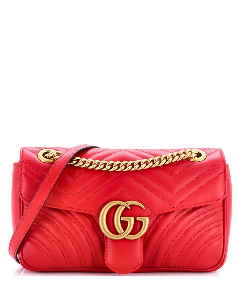 Gucci маленькая сумка GG Marmont Flap из кожи Matelasse