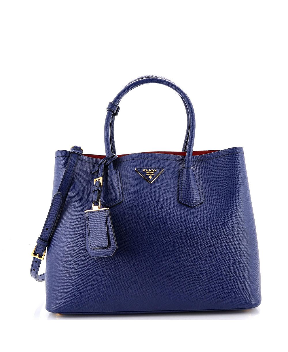Pre-Owned Prada Средний Cuir Double Tote Saffiano Leather