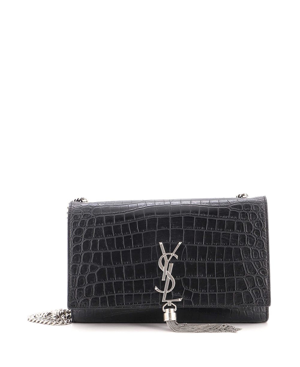 Pre-Owned Saint Laurent Medium Classic Monogram Tassel Crossbody Bag Embossed Leather