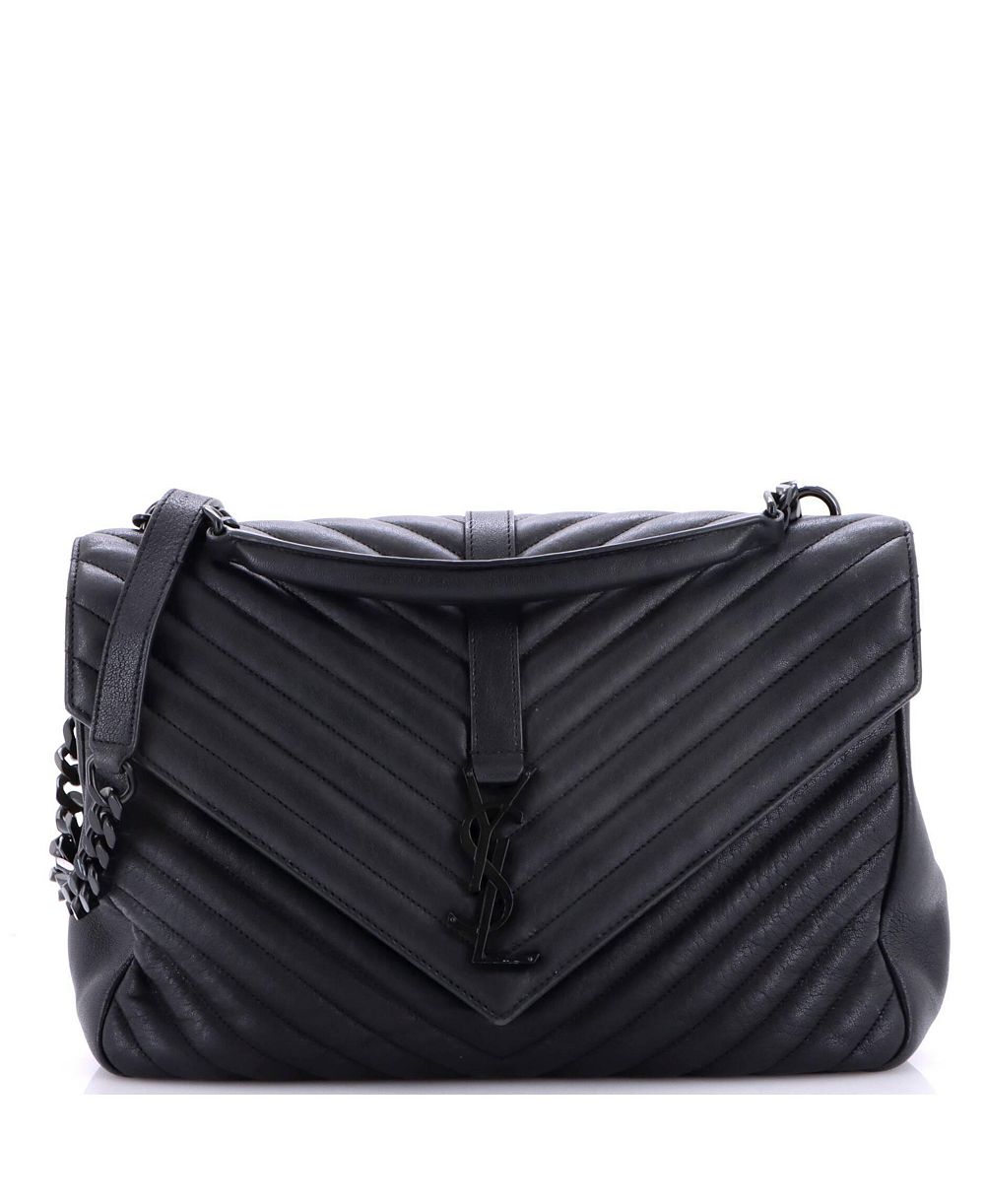 Pre-Owned Saint Laurent Large Classic Monogram College Bag Matelasse Chevron Leather