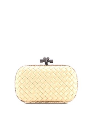 Pre-Owned Bottega Veneta Small Box Knot Clutch Intrecciato Satin
