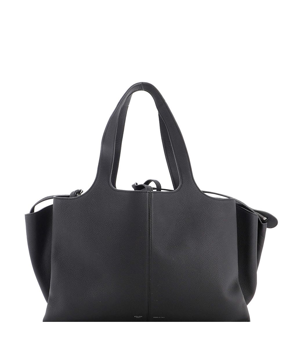 Pre-Owned Celine Medium Tri-Fold Shoulder Bag Grained Calfskin