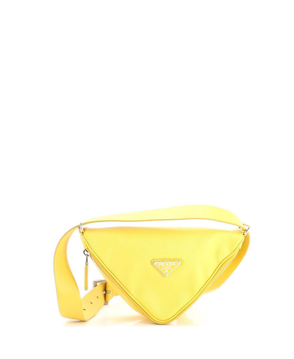 Prada сумка на плечо б/у с логотипом Triangle, кожа Saffiano, на молнии