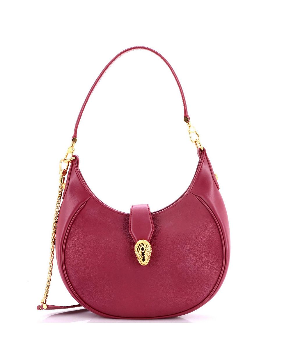 Bvlgari Medium Serpenti Ellipse кожаная сумка через плечо