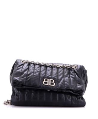 Б/у средняя сумка на плечо Balenciaga Monaco с цепочкой из стеганой кожи