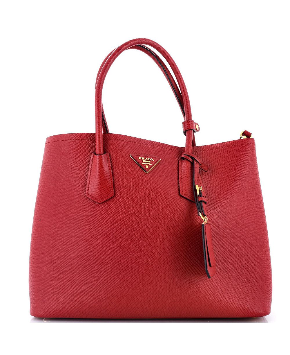 Prada Large Cuir Double Tote Saffiano Leather Pre-Owned