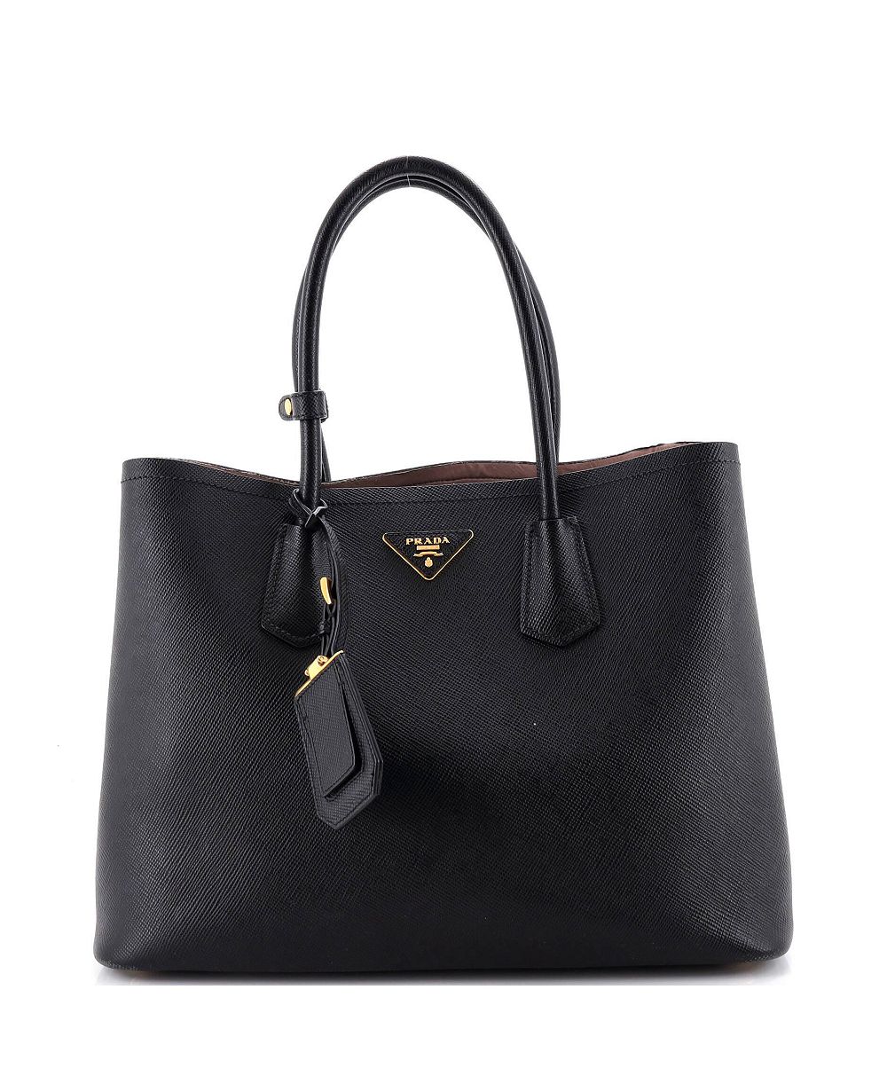 Pre-Owned Prada Medium Cuir Double Tote Saffiano Leather