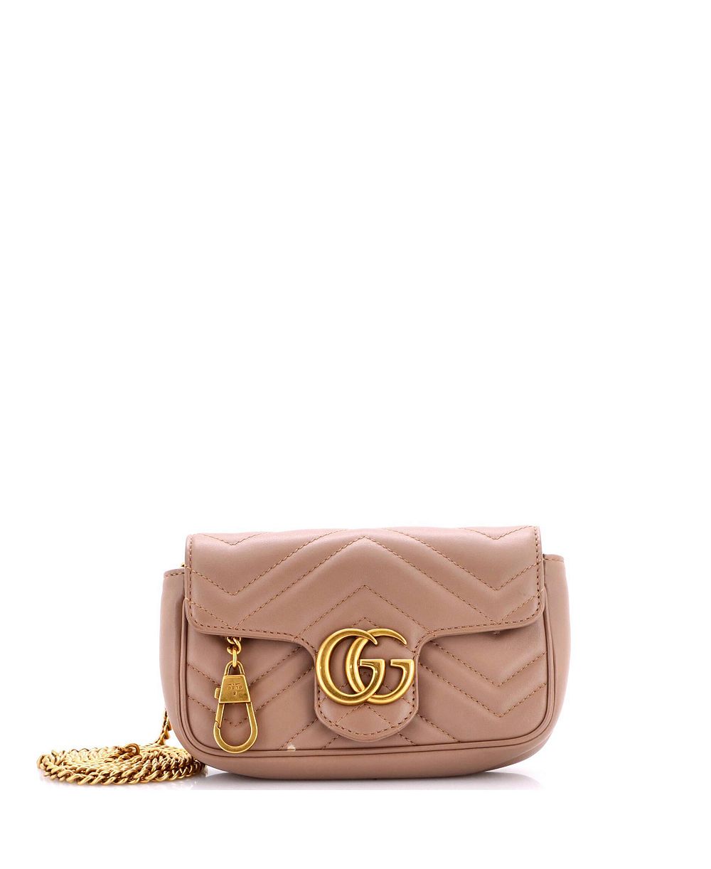 Gucci сумка Super Mini GG Marmont Flap из кожи Matelasse, б/у