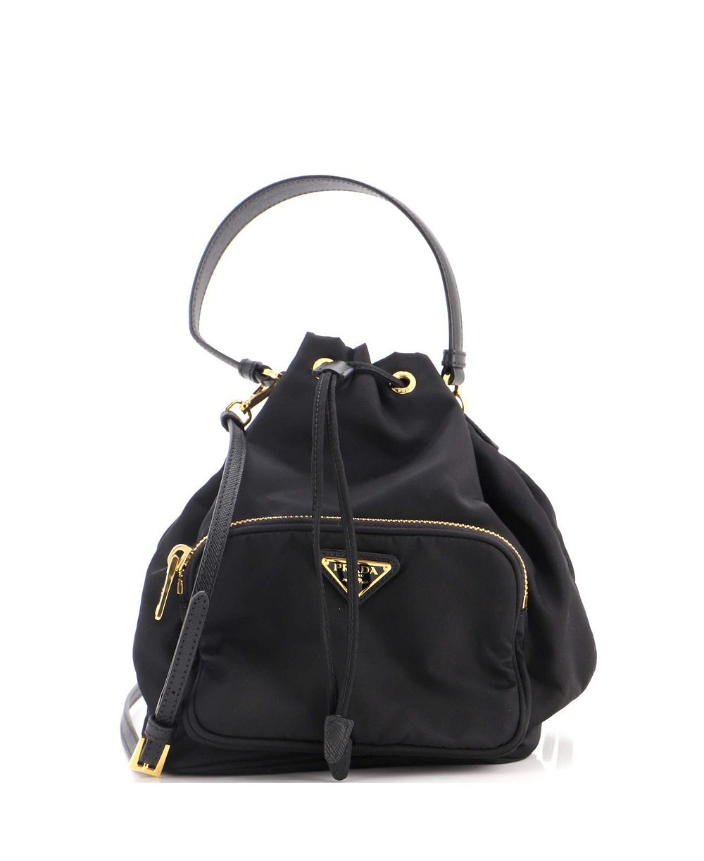Pre-Owned Prada Small Drawstring Bucket Bag Tessuto